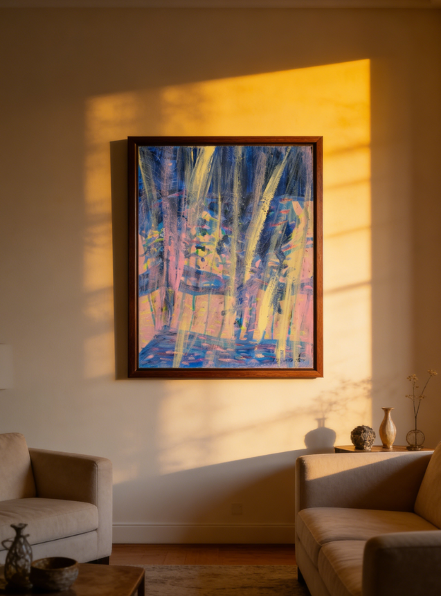A small forest through the gauze curtains