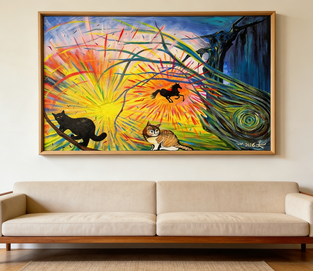 The Black Horse in the Sun and the Cat in the Jungle