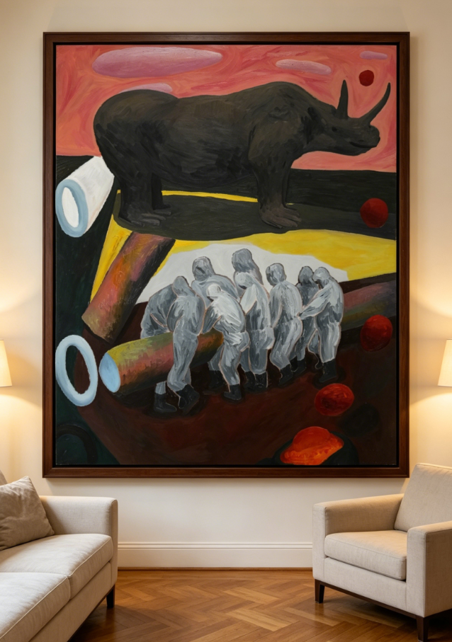 White Man and Rhino