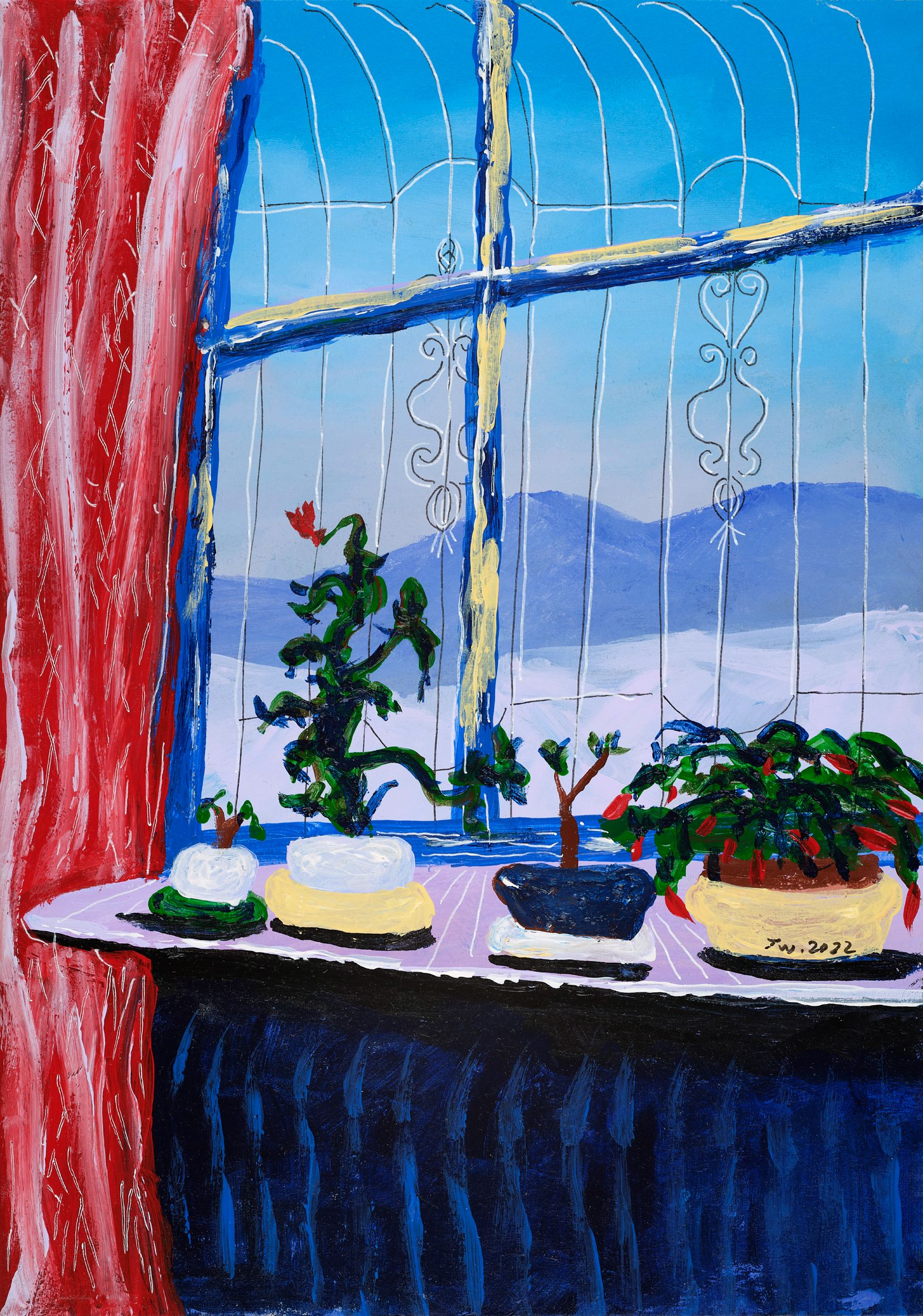 A Happy Family Planting in a Flowerpot by the Window