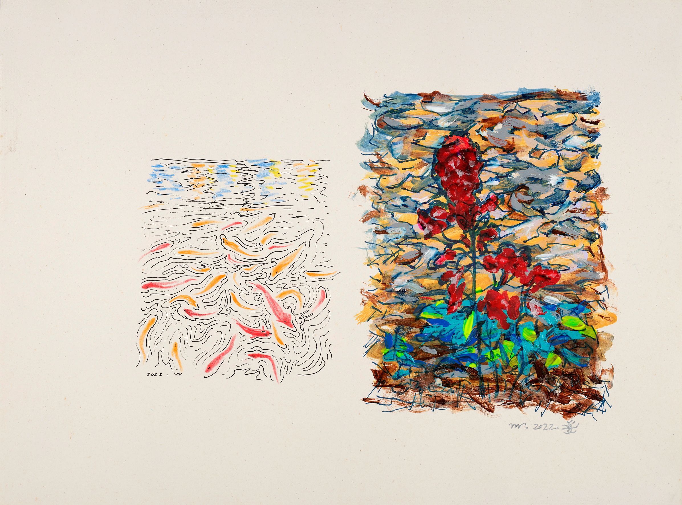 Red fish and red flower